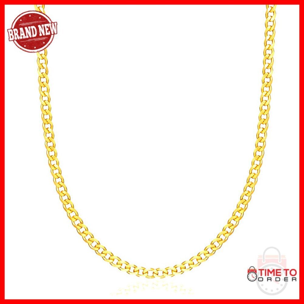 18K Gold Plated Cuban Link Chain Necklace 2-5MM Lobster Clasp